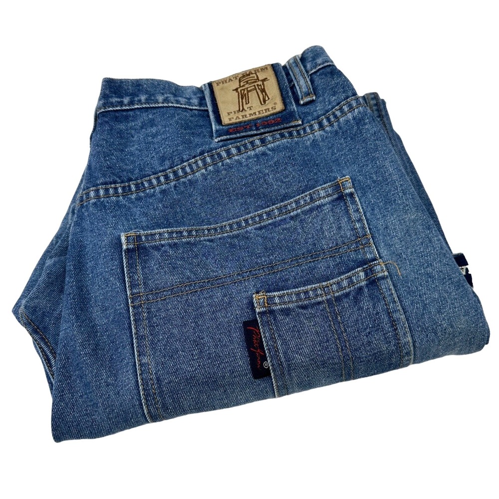 PHAT FARM Vintage Y2K Carpenter DP101 Jeans Denim Medium Wash Blue Size 36 x 32